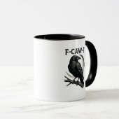 Mug Graphique Rétro de Corbeau Drôle F-Caw-F (Devant droit)
