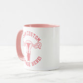 Mug Graphique Uterus + Bouton Texte Personnalisé (Devant gauche)