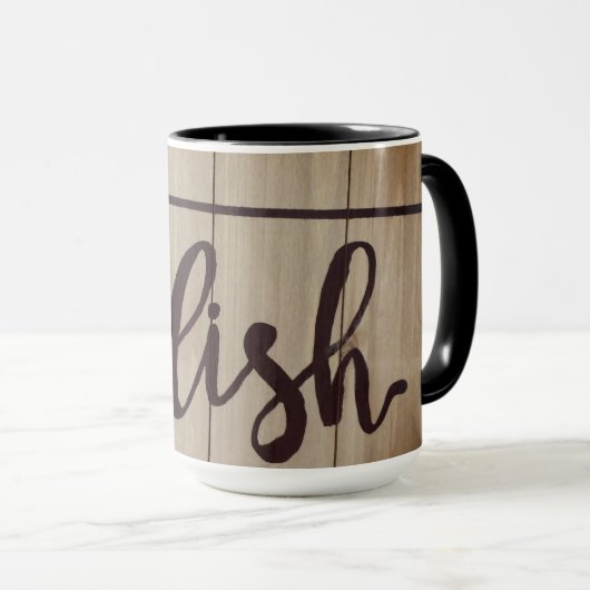 Mug Graphique Word Art DELISH Rustique Brown (Devant droit)