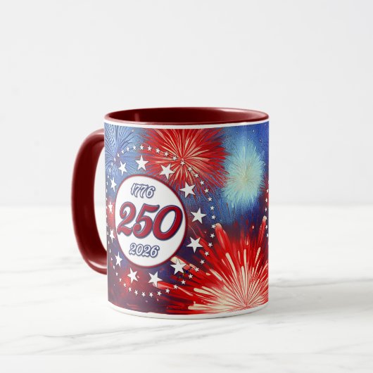 Mug Graphiques de feux d'artifice pour le 250e anniver (Devant gauche)