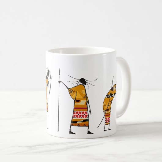 Mug Graphisme africain, chasseurs tribaux (Devant droit)