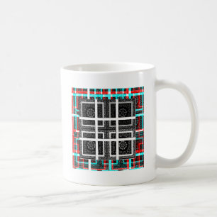 Mug Graphisme chic à carreaux noir, blanc et rouge