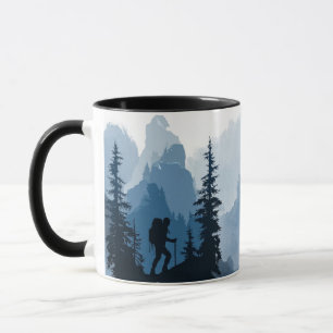 Mug Graphisme d'aventure de silhouette de montagne du