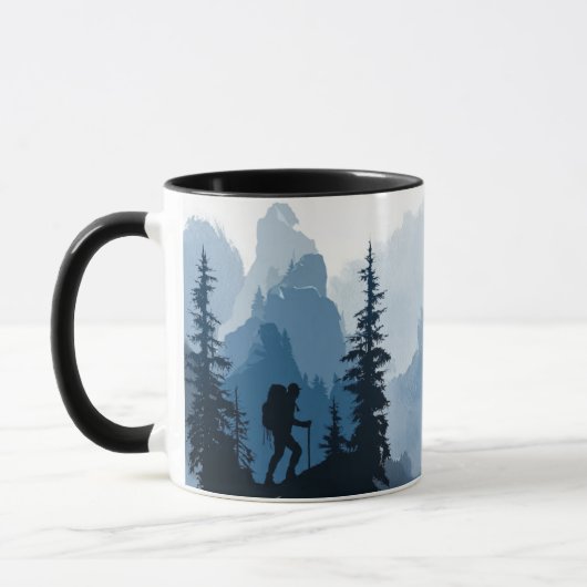 Mug Graphisme d'aventure de silhouette de montagne du  (Gauche)