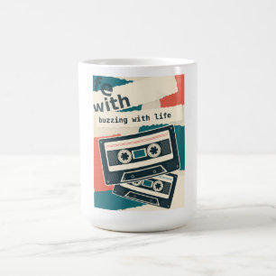 Mug Graphisme de cassette rétro bourdonnant de vie