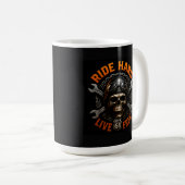 Mug ☠️ Graphisme de crâne de la route 66 pour motards (Devant droit)
