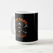 Mug ☠️ Graphisme de crâne de la route 66 pour motards (Devant gauche)