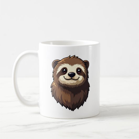 Mug Graphisme de faune rétro visage de paresseux vinta (Gauche)