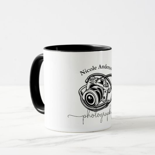 Mug Graphisme de logo d'appareil photo de photographie (Devant gauche)