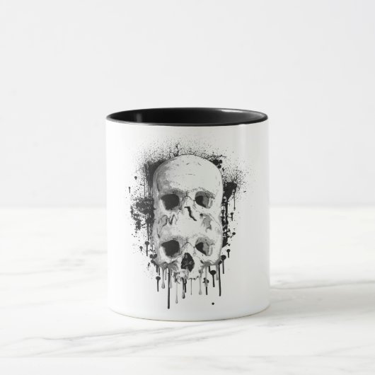 Mug Graphisme de projection d'encre noire de crâne (Centre)