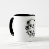 Mug Graphisme de projection d'encre noire de crâne (Devant gauche)