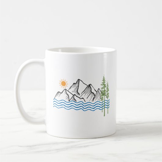 Mug graphisme de randonnée et de camping en montagne (Gauche)