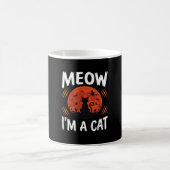 Mug Graphisme de silhouette de chat de lune drôle d'Ha (Centre)