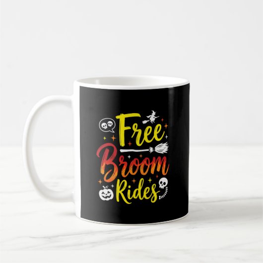 Mug Graphisme de sorcière de Halloween à balai gratuit (Gauche)