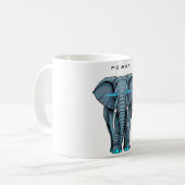 Mug Graphisme d'éléphant stylisé avec thème de puissan (Devant gauche)