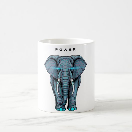Mug Graphisme d'éléphant stylisé avec thème de puissan (Centre)