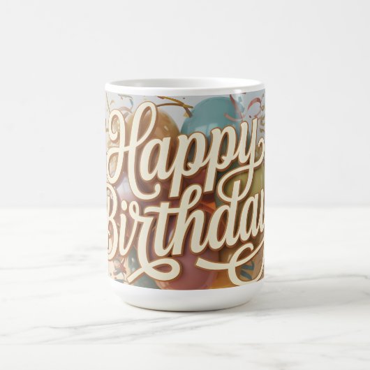 Mug Graphisme élégant "Joyeux Anniversaire" en script (Centre)