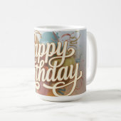Mug Graphisme élégant "Joyeux Anniversaire" en script (Devant droit)