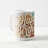 Mug Graphisme élégant "Joyeux Anniversaire" en script (Devant gauche)