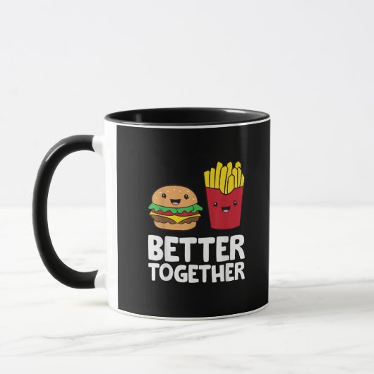Mug Graphisme ludique Burger Et Frites Mieux Ensemble (Gauche)
