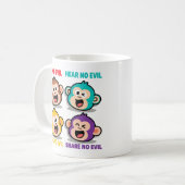 Mug Graphisme Moderne des Quatre Singes Sages (Devant gauche)