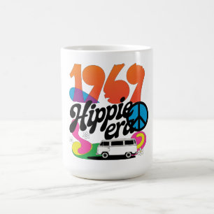 Mug Graphisme Rétro 1969 Ère Hippie avec Symbole de Pa