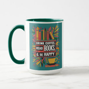 Mug Gras Abstrait "Boire du café, Lire des livres"