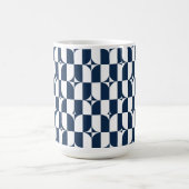 Mug Gras Bleu et blanc Mid-Century moderne géométrique (Centre)