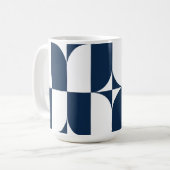 Mug Gras Bleu et blanc Mid-Century moderne géométrique (Devant gauche)