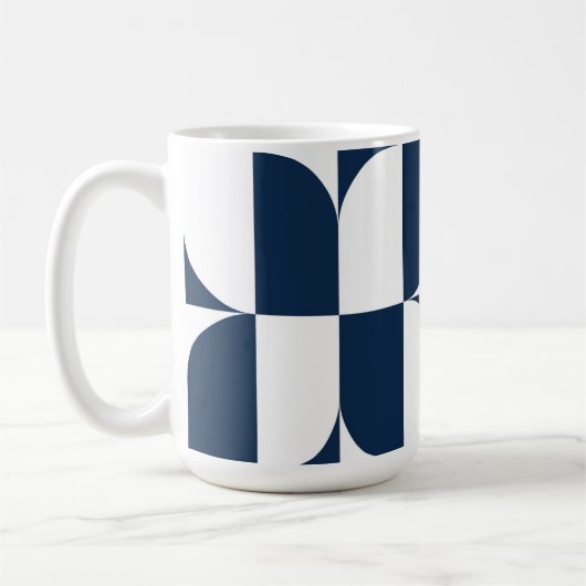 Mug Gras Bleu et blanc Mid-Century moderne géométrique (Gauche)
