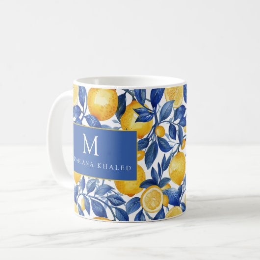 Mug Gras Bleu Italien Positano Lemon (Devant gauche)