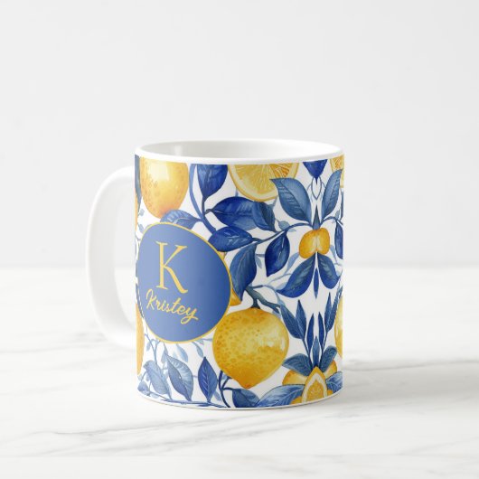 Mug Gras Bleu Italien Positano Lemon (Devant gauche)