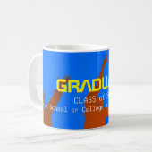Mug Gras Bleu Moderne Tech Graduation (Devant gauche)