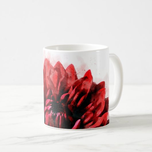 Mug Gras Dahlia Aquarelle Crimson (Devant droit)