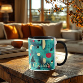 Mug Gras géométrique Abstrait - Personnalisé Turquoise