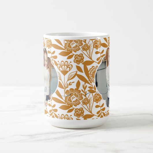 Mug Gras Jaune Motif Floral Maman Photo (Centre)