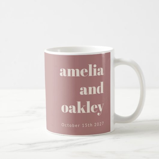 Mug Gras minimaliste Dusty Rose Retro Mariage personna (Droite)