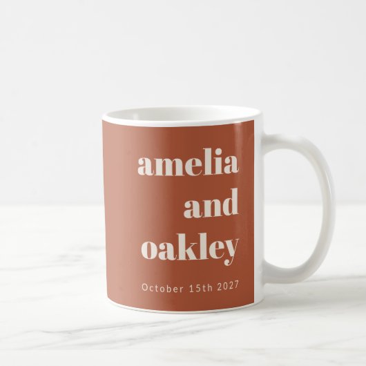 Mug Gras Minimaliste Rust Fall Retro Mariage personnal (Droite)