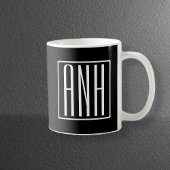 Mug Gras moderne 3 initiales Monogramme | Blanc sur no