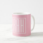 Mug Gras & Moderne votre nom ou mot | Blanc sur rose (Devant droit)