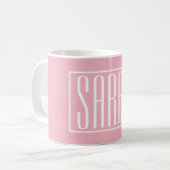 Mug Gras & Moderne votre nom ou mot | Blanc sur rose (Devant gauche)
