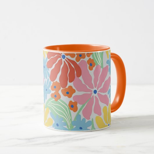 Mug Gras rétro 60s Floral Pop Art (Devant droit)