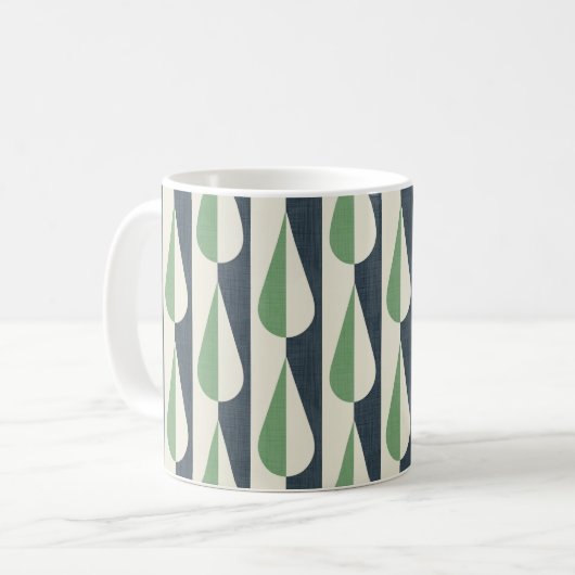 Mug Gras rétro goutte d'eau verte et grise (Devant gauche)