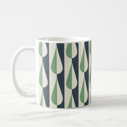 Mug Gras rétro goutte d'eau verte et grise (Gauche)