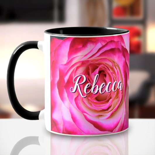 Mug Gras rose rose blanche rose rose