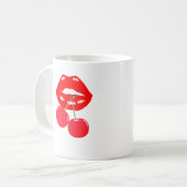 Mug Gras rouge lèvres et cerise morsure (Devant gauche)