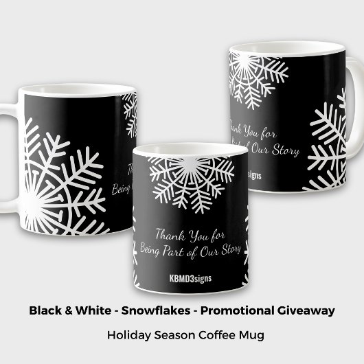 Mug Gras Snowflake noir & blanc cadeau promotionnel