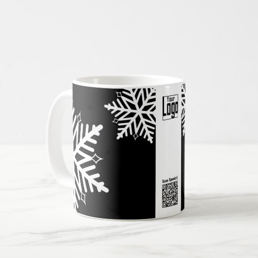 Mug Gras Snowflake noir & blanc récompense promotionne (Devant gauche)