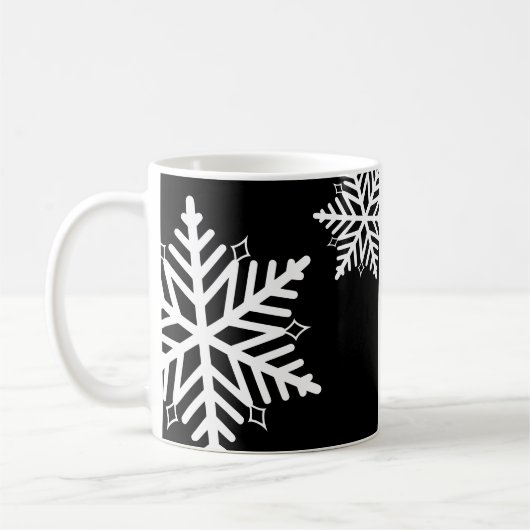 Mug Gras Snowflake noir & blanc récompense promotionne (Gauche)