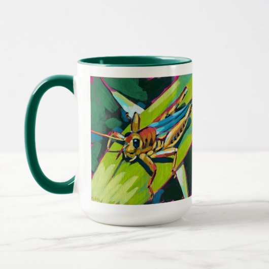 Mug Grasshopper Painting - Gift for Insect Lovers (Gauche)